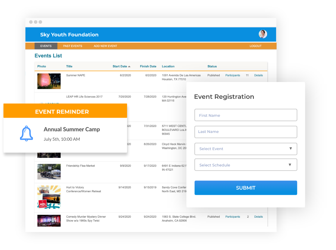Nonprofit events application
